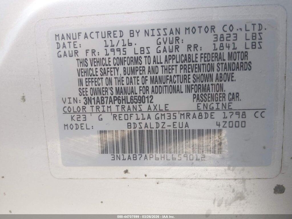 3N1AB7AP6HL659012 2017 NISSAN SENTRA photo no. 9