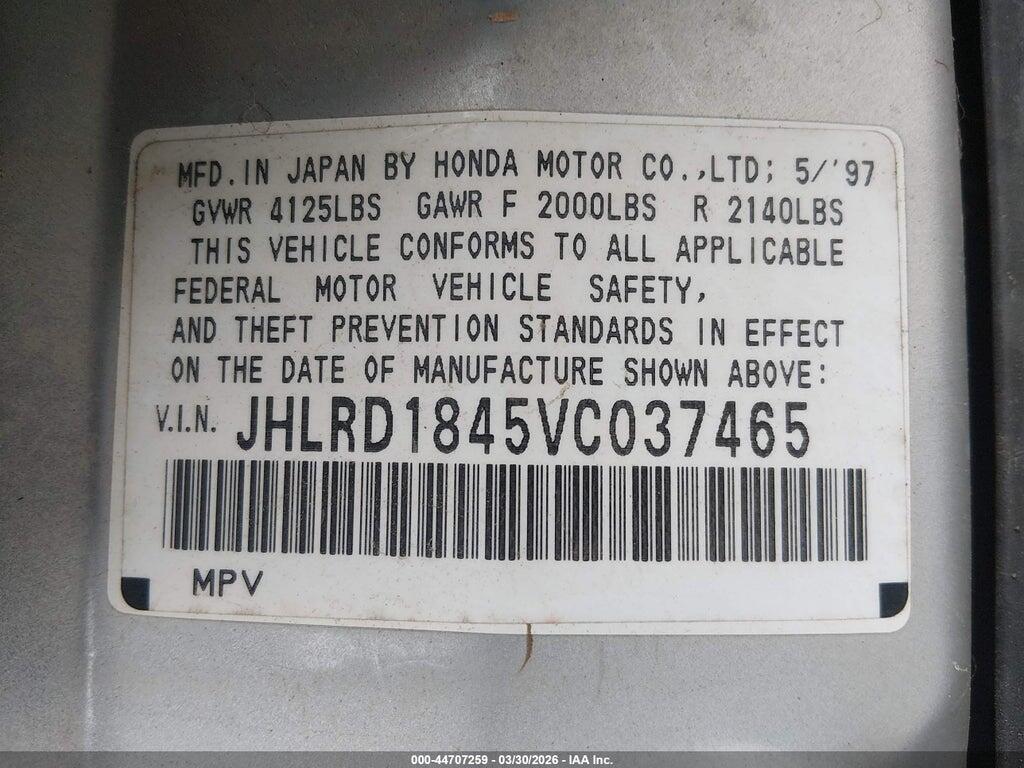 JHLRD1845VC037465 1997 HONDA CR-V photo no. 9