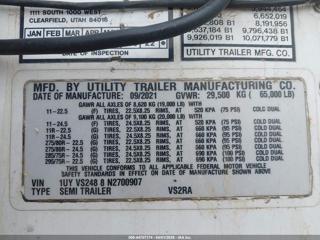 1UYVS2488N2700907 2022 UTILITY TRAILER MFG REEFER SEMI TRAILER photo no. 9