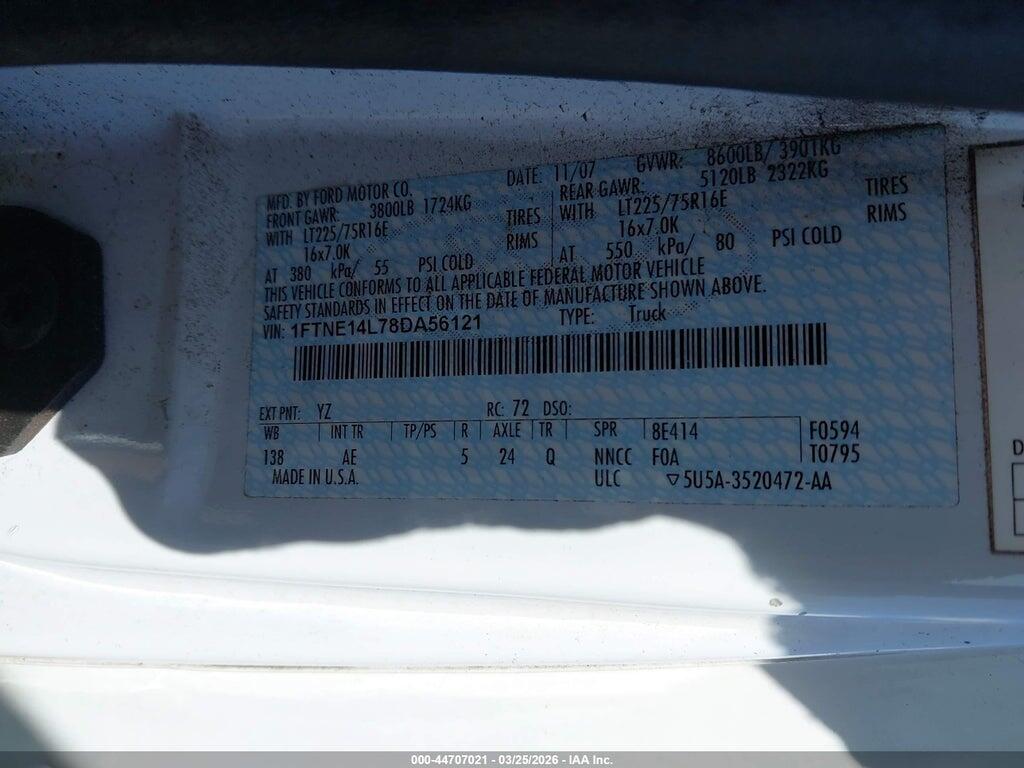 1FTNE14L78DA56121 2008 FORD E-150 photo no. 9