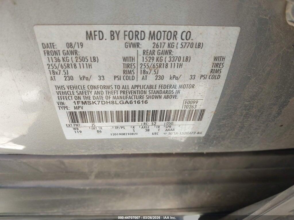 1FMSK7DH8LGA61616 2020 FORD EXPLORER photo no. 9