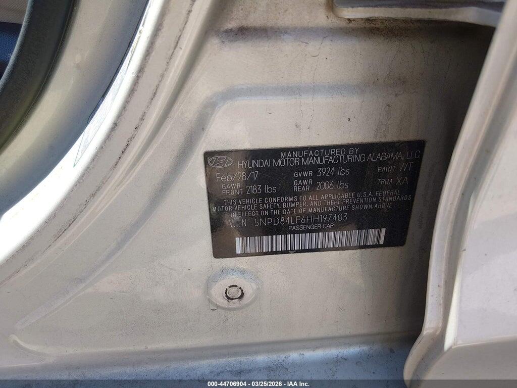 5NPD84LF6HH197403 2017 HYUNDAI ELANTRA photo no. 9