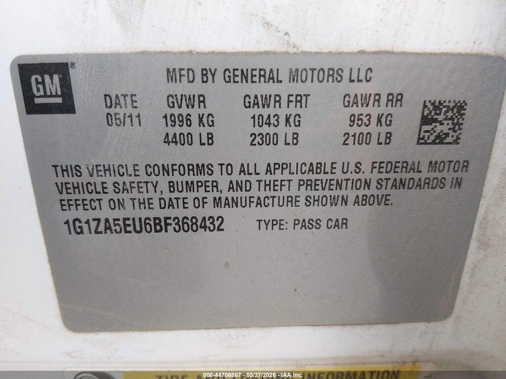 1G1ZA5EU6BF368432 2011 CHEVROLET MALIBU photo no. 9