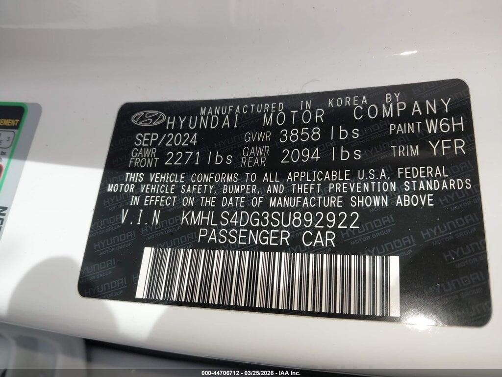KMHLS4DG3SU892922 2025 HYUNDAI ELANTRA photo no. 9