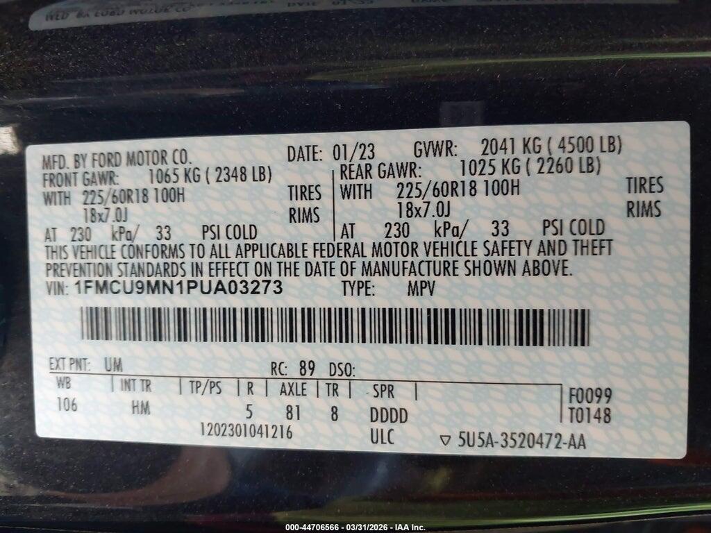 1FMCU9MN1PUA03273 2023 FORD ESCAPE photo no. 9