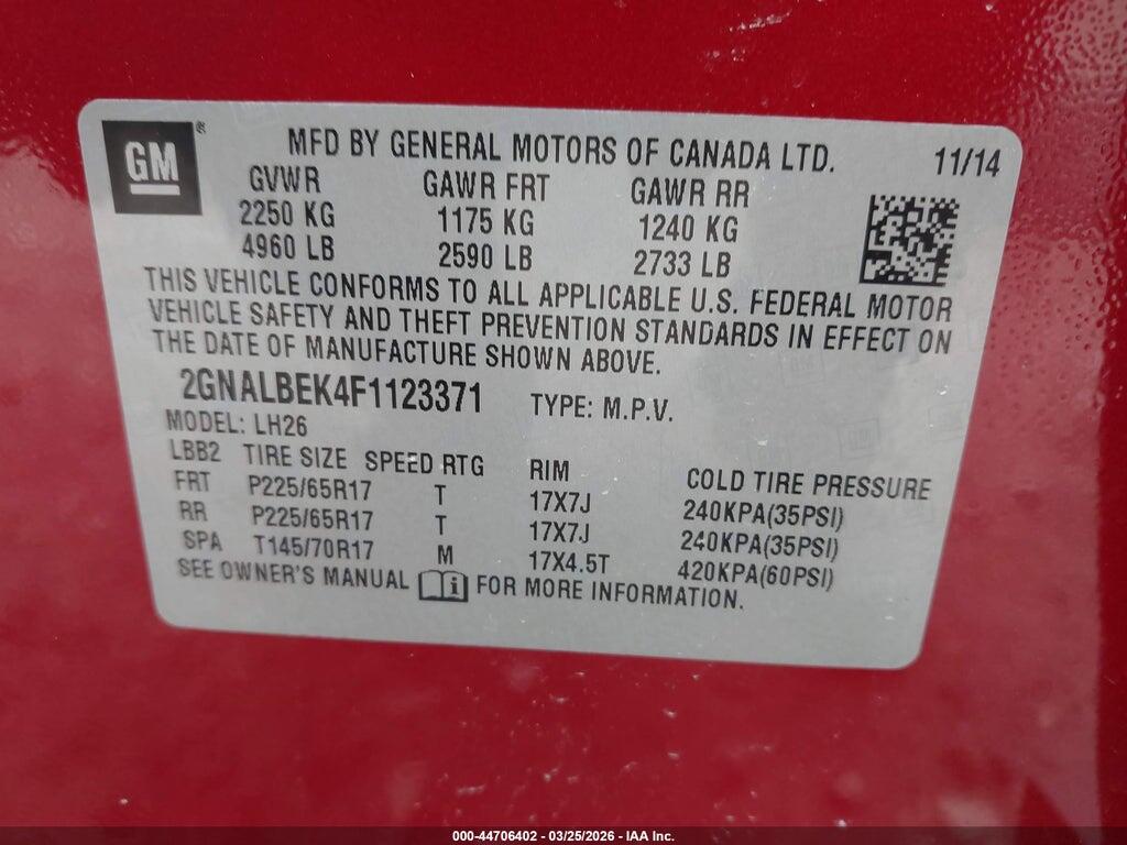 2GNALBEK4F1123371 2015 CHEVROLET EQUINOX photo no. 9