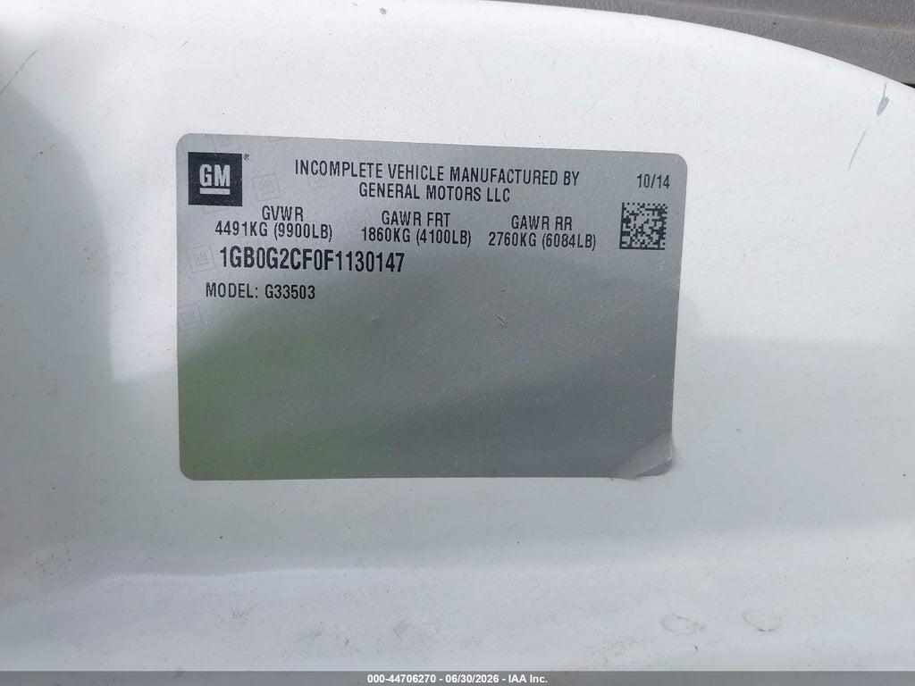 1GB0G2CF0F1130147 2015 CHEVROLET EXPRESS CUTAWAY photo no. 9