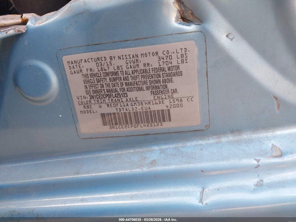 3N1CE2CP0FL425123 2015 NISSAN VERSA NOTE photo no. 9