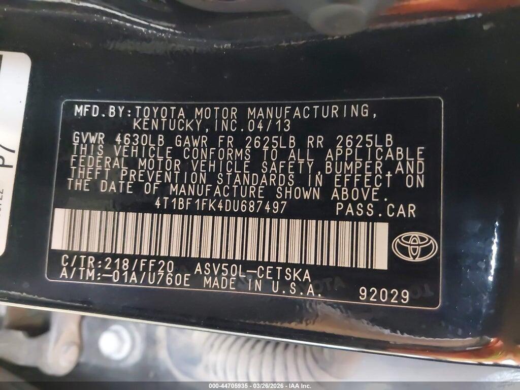4T1BF1FK4DU687497 2013 TOYOTA CAMRY photo no. 9
