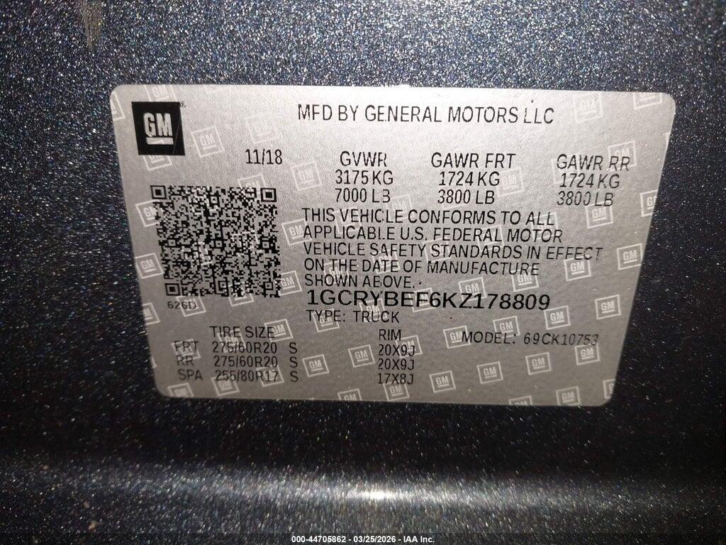 1GCRYBEF6KZ178809 2019 CHEVROLET SILVERADO 1500 photo no. 9