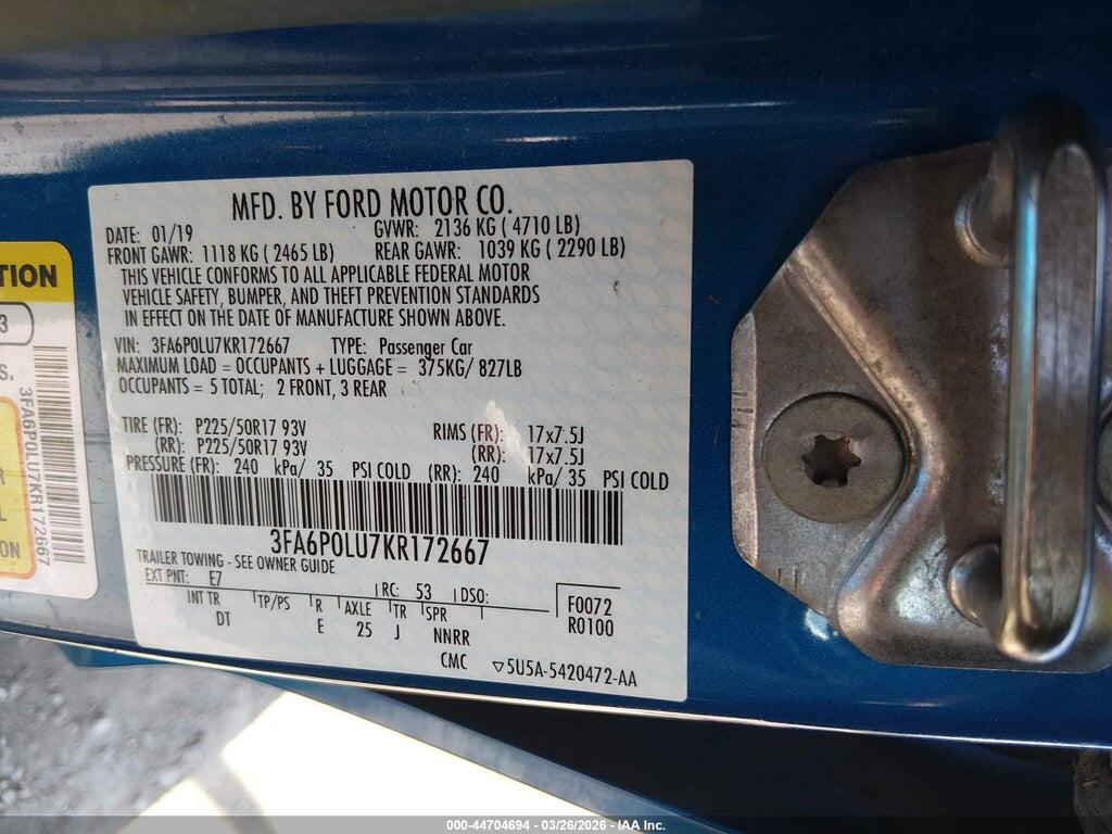 3FA6P0LU7KR172667 2019 FORD FUSION HYBRID photo no. 9