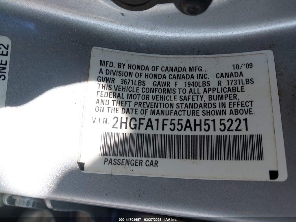 2HGFA1F55AH515221 2010 HONDA CIVIC photo no. 9