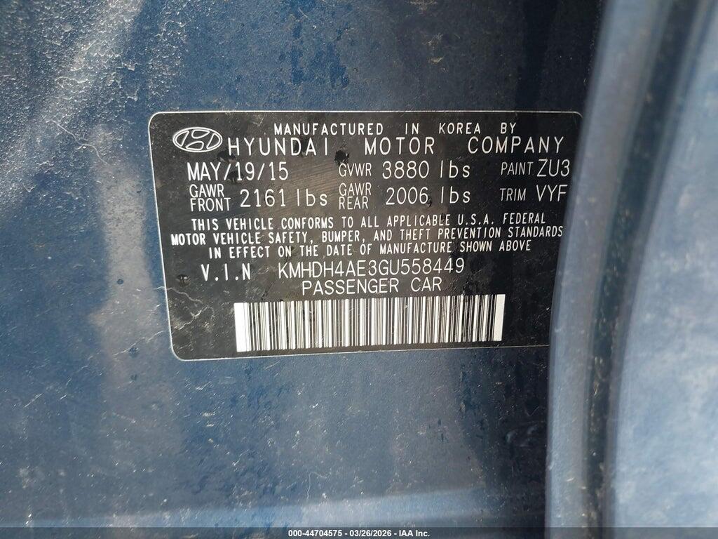 KMHDH4AE3GU558449 2016 HYUNDAI ELANTRA photo no. 9