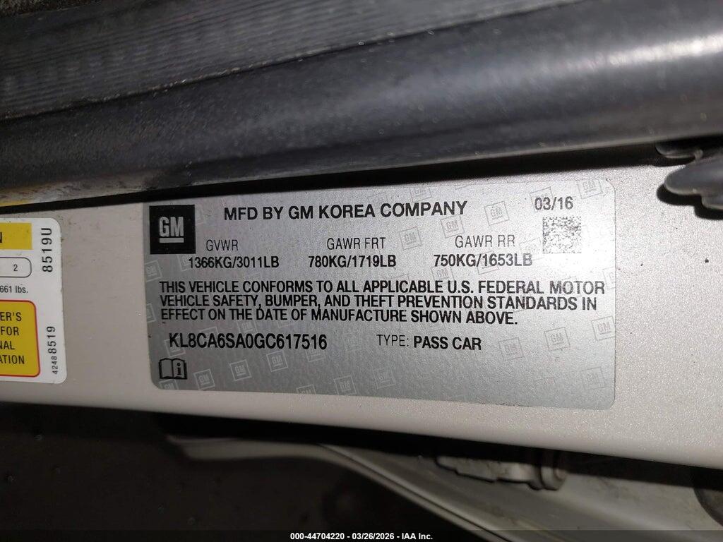 KL8CA6SA0GC617516 2016 CHEVROLET SPARK photo no. 9