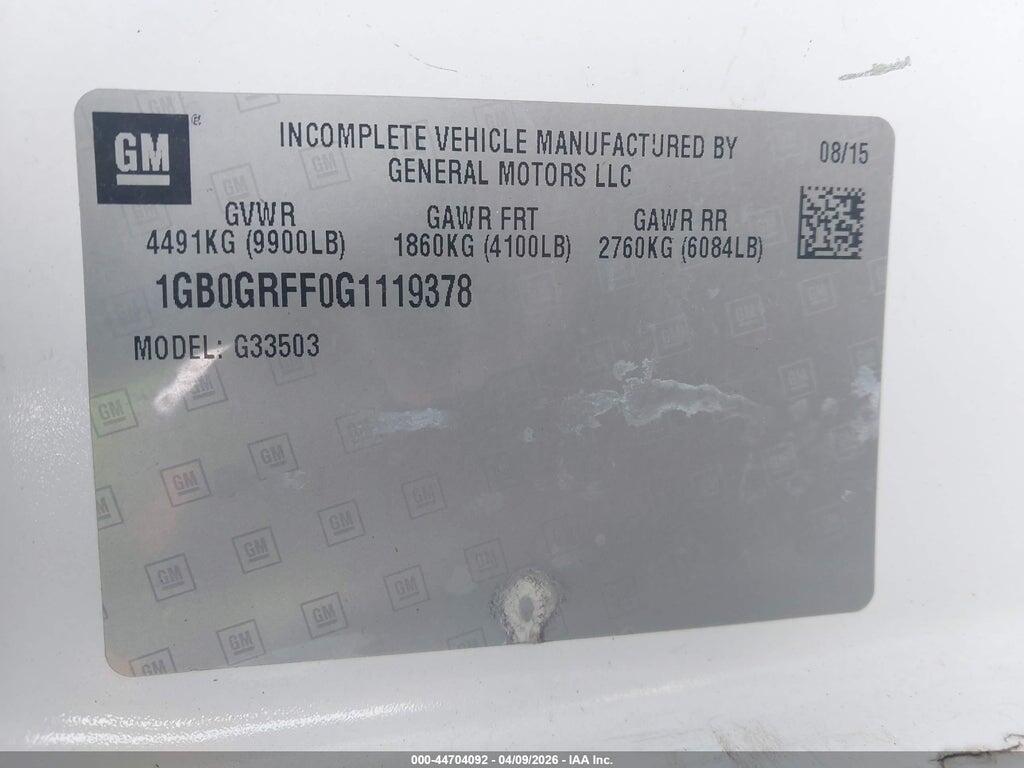 1GB0GRFF0G1119378 2016 CHEVROLET EXPRESS CUTAWAY photo no. 8