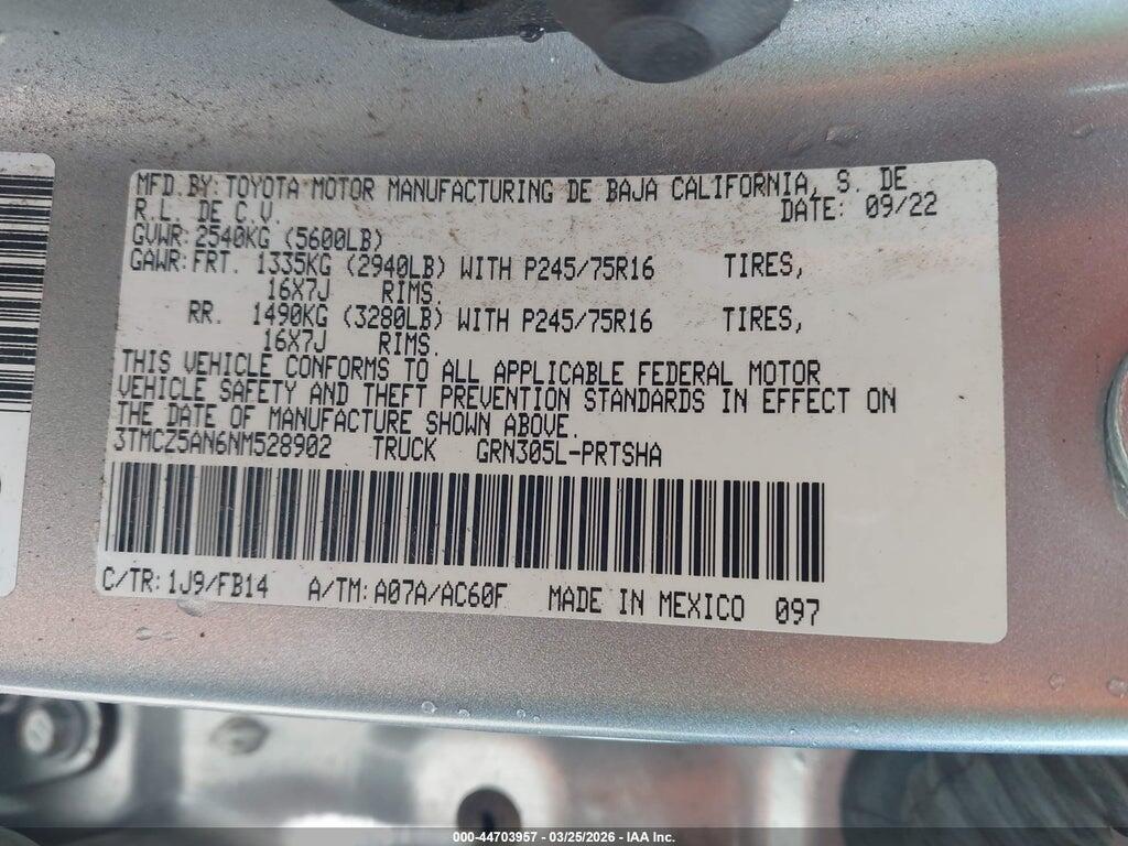 3TMCZ5AN6NM528902 2022 TOYOTA TACOMA photo no. 9