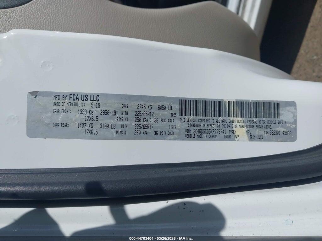 2C4RDGCG5KR775741 2019 DODGE GRAND CARAVAN photo no. 9
