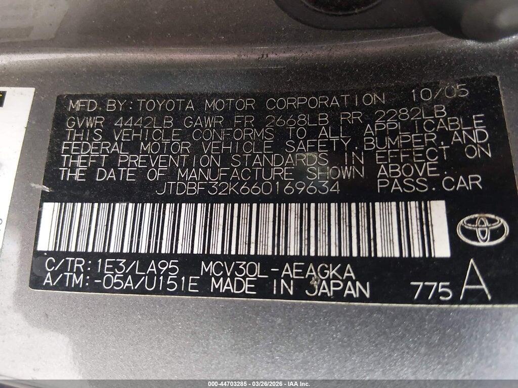JTDBF32K660169634 2006 TOYOTA CAMRY photo no. 9