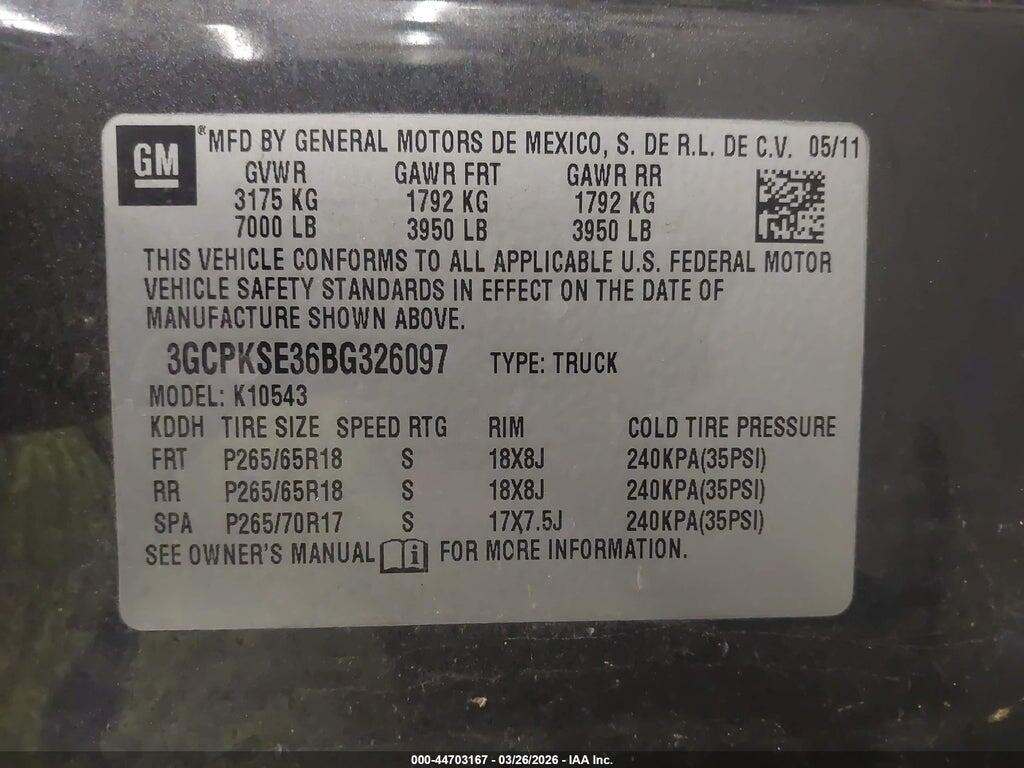 3GCPKSE36BG326097 2011 CHEVROLET SILVERADO 1500 photo no. 9