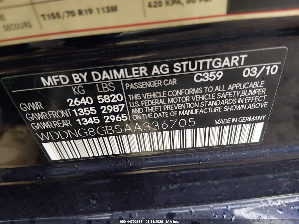 WDDNG8GB5AA336705 2010 MERCEDES-BENZ S 550 photo no. 9