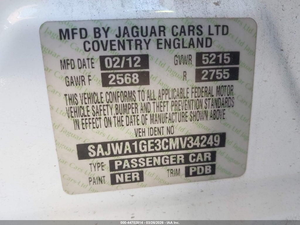 SAJWA1GE3CMV34249 2012 JAGUAR XJ photo no. 9