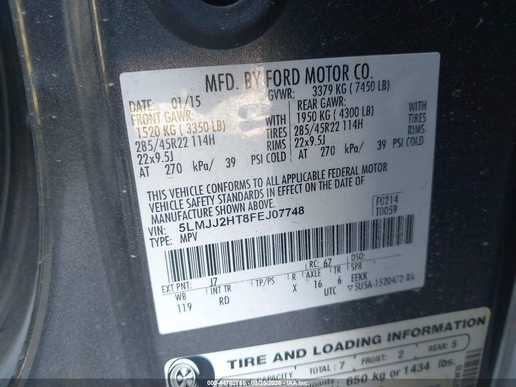 5LMJJ2HT8FEJ07748 2015 LINCOLN NAVIGATOR photo no. 9