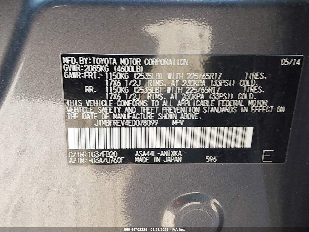 JTMBFREV4ED078099 2014 TOYOTA RAV4 photo no. 9