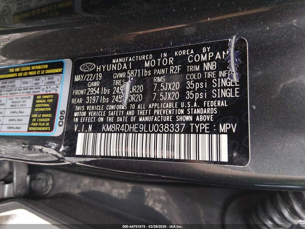 KM8R4DHE9LU038337 2020 HYUNDAI PALISADE photo no. 9