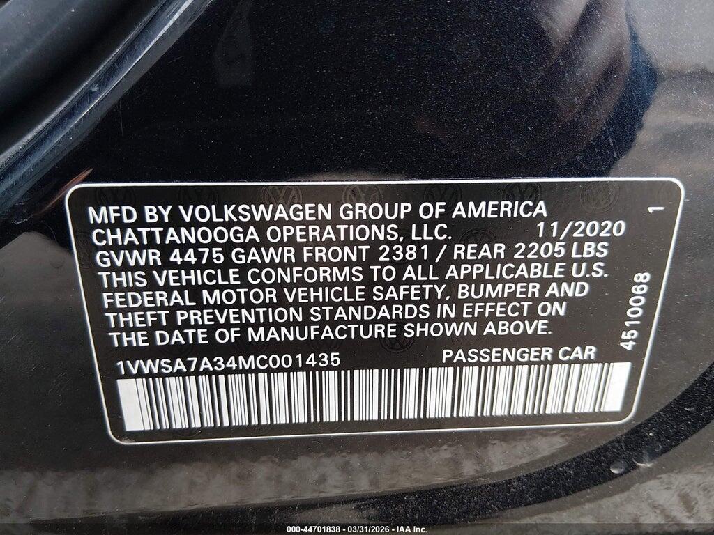 1VWSA7A34MC001435 2021 VOLKSWAGEN PASSAT photo no. 9
