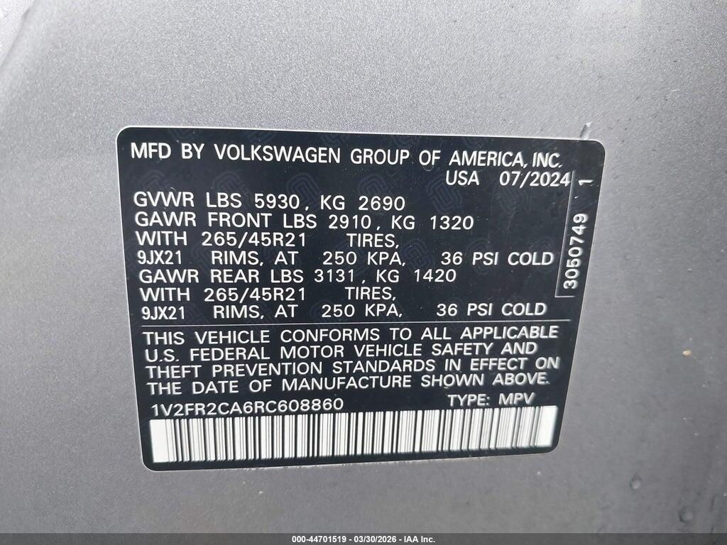1V2FR2CA6RC608860 2024 VOLKSWAGEN ATLAS photo no. 9