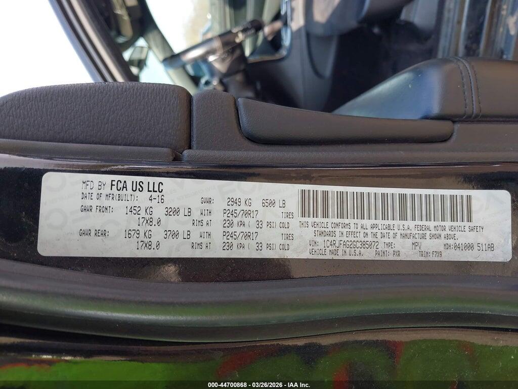 1C4RJFAG2GC385072 2016 JEEP GRAND CHEROKEE photo no. 9