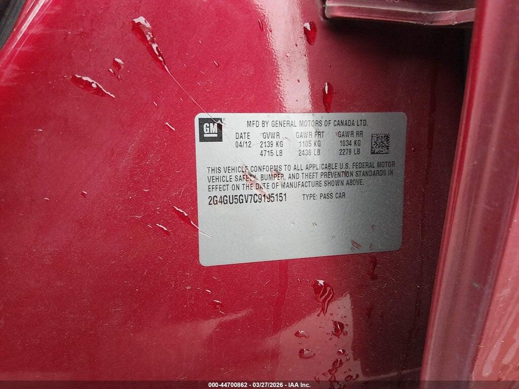 2G4GU5GV7C9195151 2012 BUICK REGAL photo no. 9