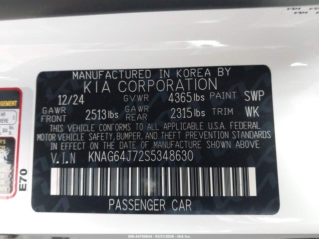KNAG64J72S5348630 2025 KIA K5 photo no. 9