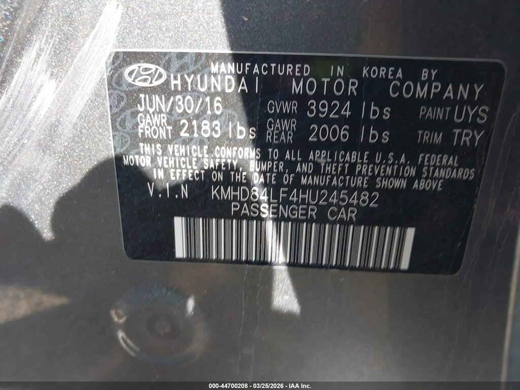 KMHD84LF4HU245482 2017 HYUNDAI ELANTRA photo no. 9