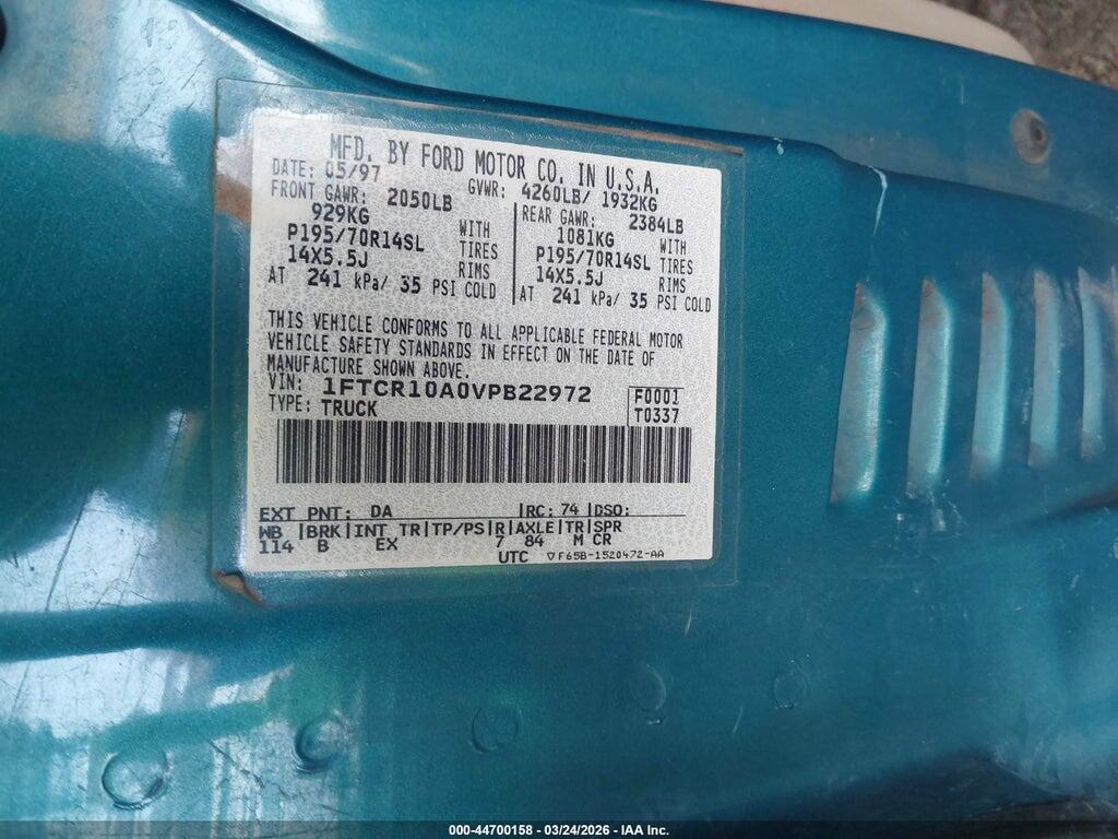 1FTCR10A0VPB22972 1997 FORD RANGER photo no. 9