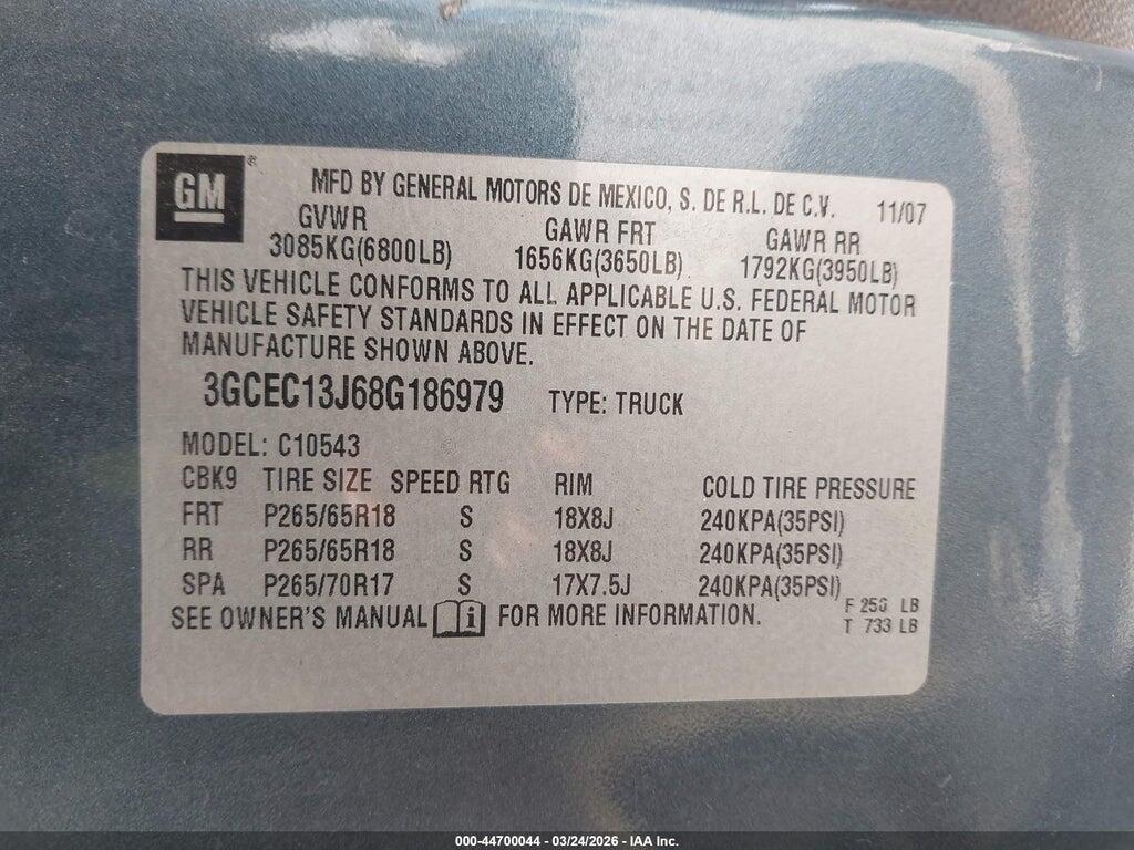 3GCEC13J68G186979 2008 CHEVROLET SILVERADO 1500 photo no. 9