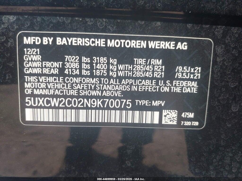 5UXCW2C02N9K70075 2022 BMW X7 photo no. 9