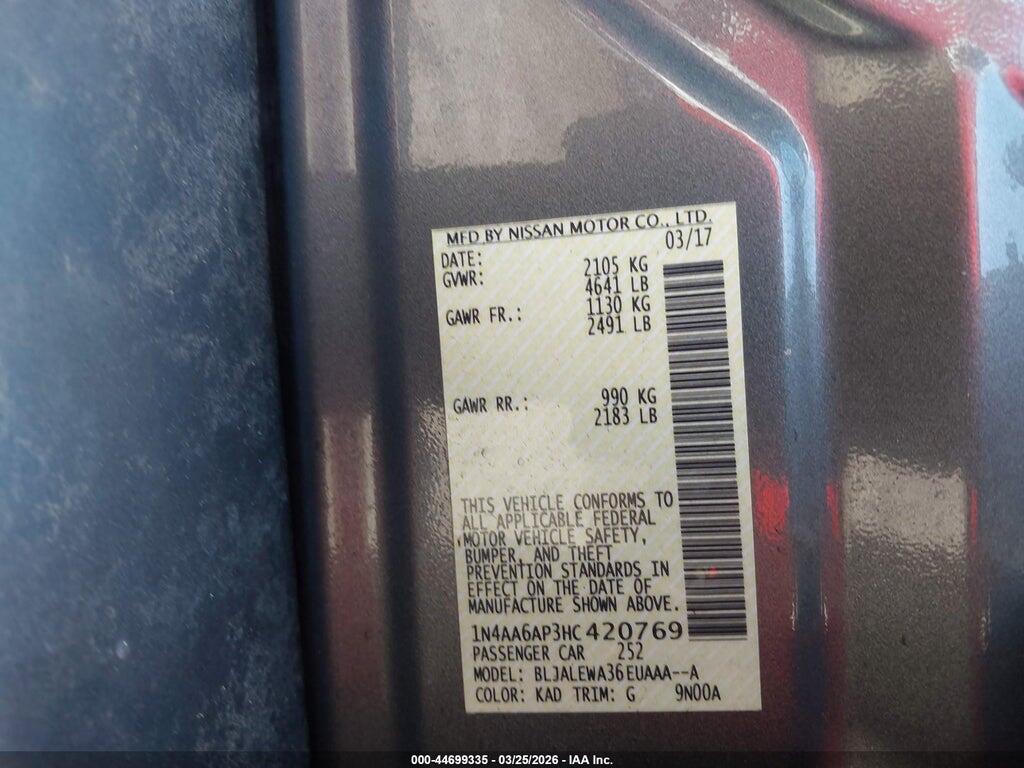 1N4AA6AP3HC420769 2017 NISSAN MAXIMA photo no. 9