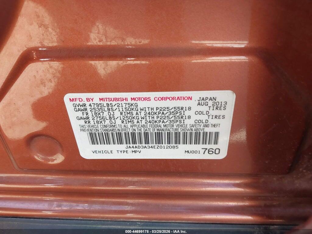 JA4AD3A34EZ012085 2014 MITSUBISHI OUTLANDER photo no. 9