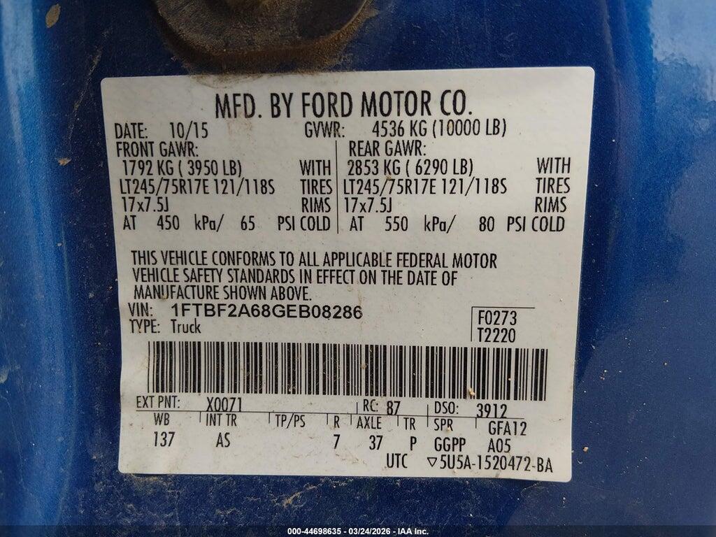 1FTBF2A68GEB08286 2016 FORD F-250 photo no. 9