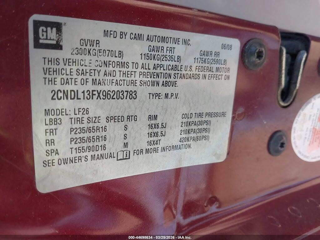 2CNDL13FX96203783 2009 CHEVROLET EQUINOX photo no. 9