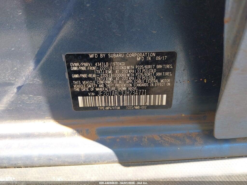 JF2GTABC3JH234771 2018 SUBARU CROSSTREK photo no. 9