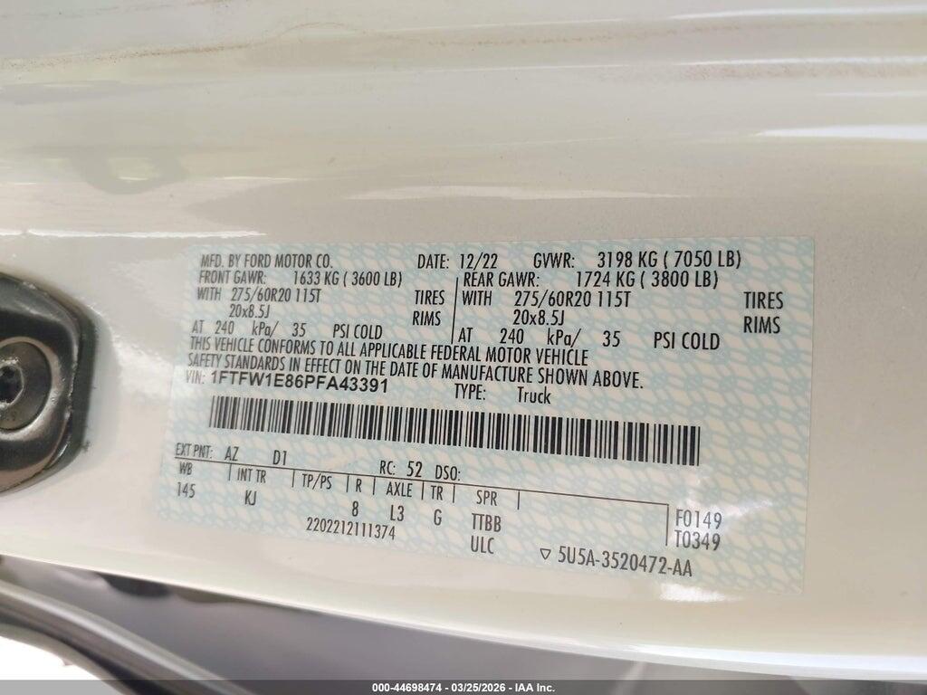 1FTFW1E86PFA43391 2023 FORD F-150 photo no. 9