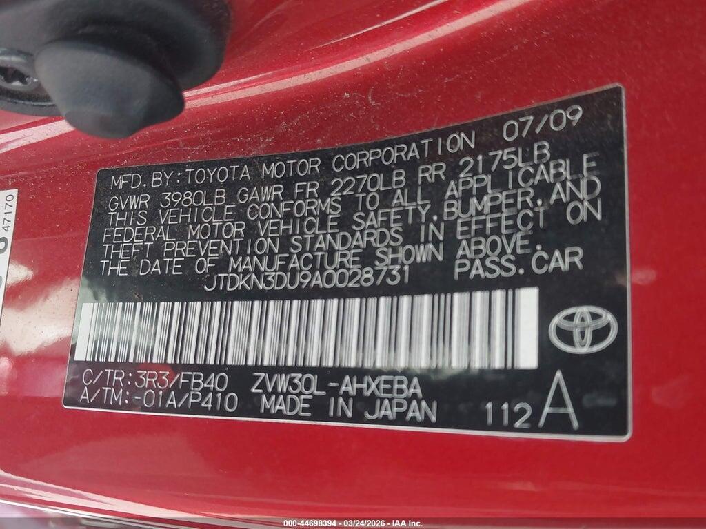 JTDKN3DU9A0028731 2010 TOYOTA PRIUS photo no. 9
