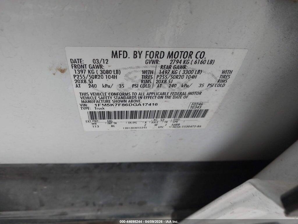 1FM5K7F86DGA17416 2013 FORD EXPLORER photo no. 9