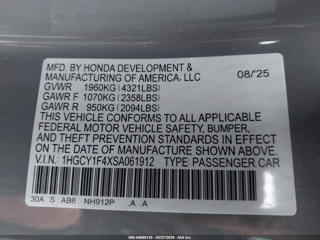 1HGCY1F4XSA061912 2025 HONDA ACCORD photo no. 9