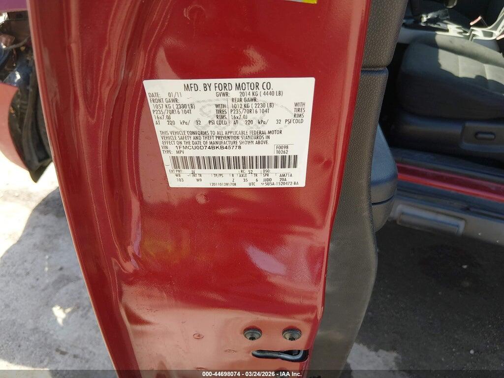 1FMCU0D74BKB45778 2011 FORD ESCAPE photo no. 9