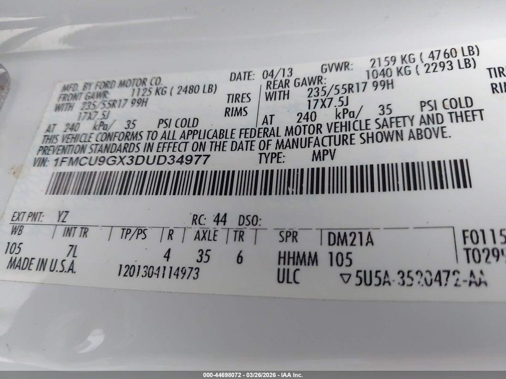 1FMCU9GX3DUD34977 2013 FORD ESCAPE photo no. 9