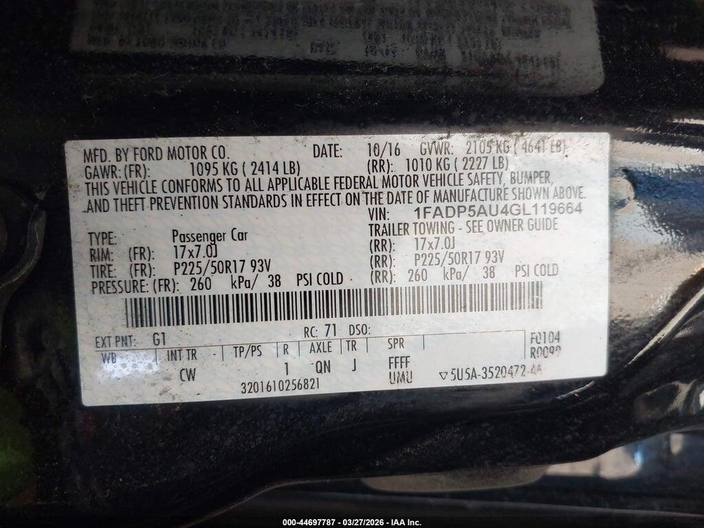 1FADP5AU4GL119664 2016 FORD C-MAX HYBRID photo no. 9