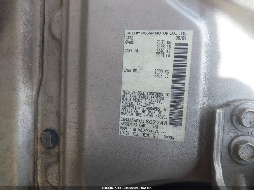 1N4AA5APXAC802748 2010 NISSAN MAXIMA photo no. 9